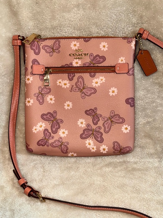 Coach Handbags - Y2K Coach Pink Mini Rowan File Pink Butterfly Daisy Floral Crossbody Bag Hangtag